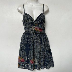 Anthropologie Staring at Stars Dress Size 2 Sleeveless Floral Print Navy Multi